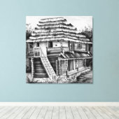 Traditioneel Roemeens oud huis in Transsylvanië Canvas Afdruk (Insitu (Houten vloer))