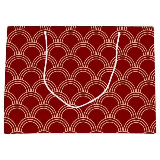 Traditioneel rood- en goudpatroon groot cadeauzakje (Voorkant)