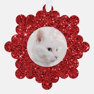 Traditioneel rood glitter Afbeelding Lijst Ornament Kaart