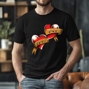 Traditioneel rood hart mama papa banner tattoo ont t-shirt