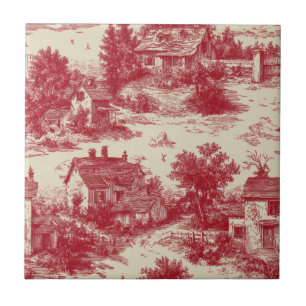 Traditioneel rood toile - Pastoraal & Architectura Tegeltje