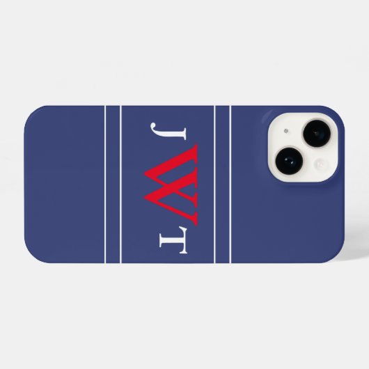 Traditioneel rood wit en blauw monogram iPhone hoesje (Achterkant horizontaal)