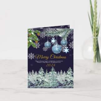 Traditioneel rustiek marineblauw Prettig kerstfees Feestdagen Kaart