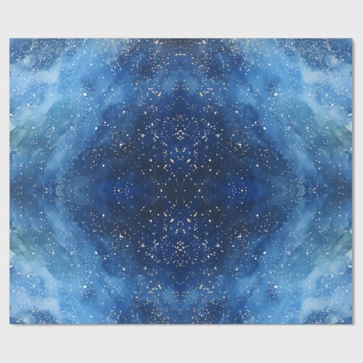 Traditioneel Rustiek Winterbos Blauw Kerstmis Cadeaupapier (Vlak)