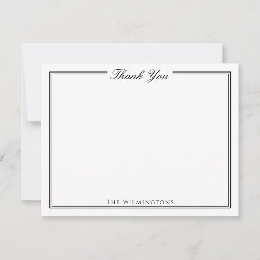 Traditioneel script zwart-wit Dank je wel Bedankkaart (Voorkant)