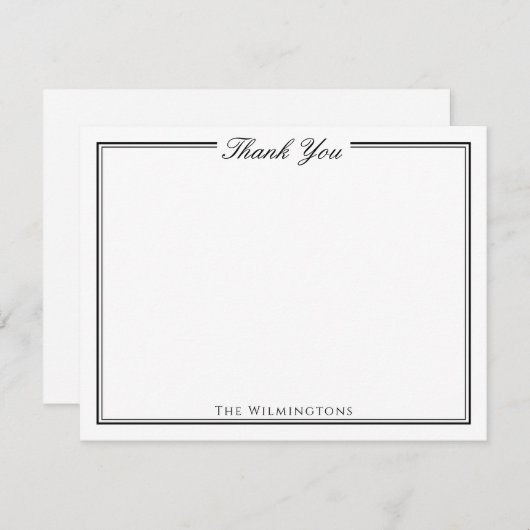 Traditioneel Script Zwart & Wit Dank u wel Bedankkaart (Voorkant / Achterkant)