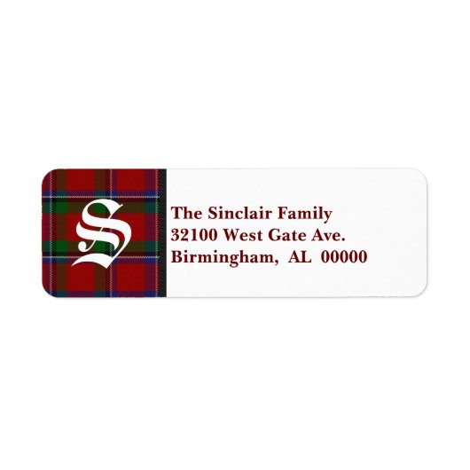 Traditioneel Sinclair Tartan Pset Monogram Etiket (Voorkant)