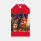 Traditioneel  stijl kerstboom cadeaulabel (Achterkant)