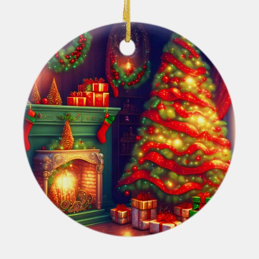 Traditioneel stijl kerstboom keramisch ornament (Achterkant)