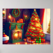 Traditioneel  stijl kerstboom poster (Voorkant)