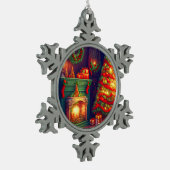 Traditioneel stijl kerstboom tin sneeuwvlok ornament (Links)