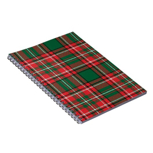 Traditioneel tartan: rood-groen geruite patroon. notitieboek (Rechterzijde)