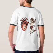 Traditioneel Tattoo Hart & Cupido T-shirt (Achterkant volledig)
