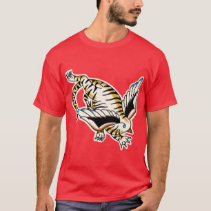 Traditioneel tattoo van de zwitserse tijger t-shirt