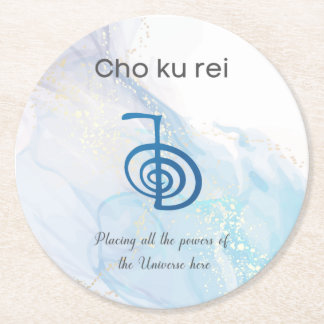 Traditioneel Usui Reiki Symbool Cho Ku Rei Marble Ronde Kartonnen Onderzetter