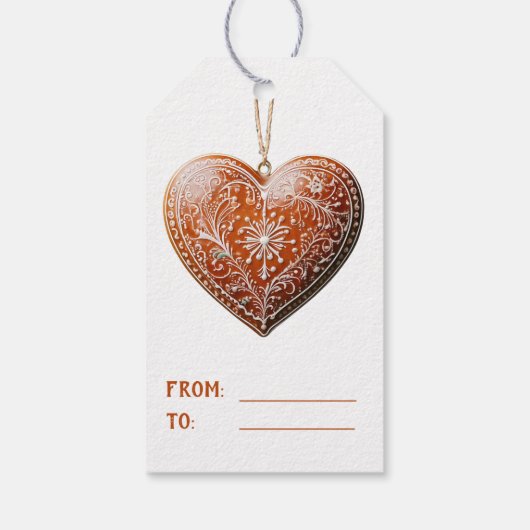 Traditioneel versierde kerstkoekjesvakantie cadeaulabel (Achterkant)