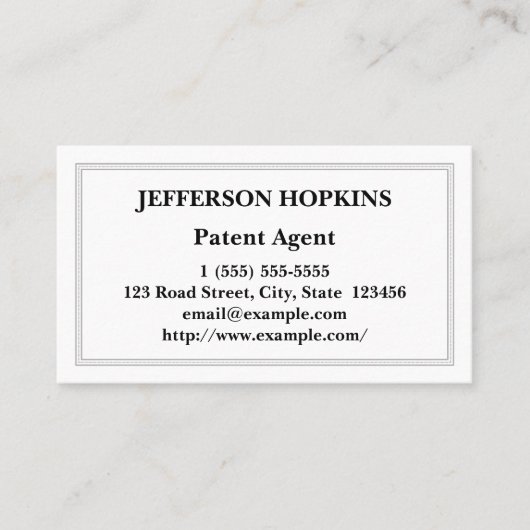 Traditioneel Visitekaartje octrooiagent (Voorkant)