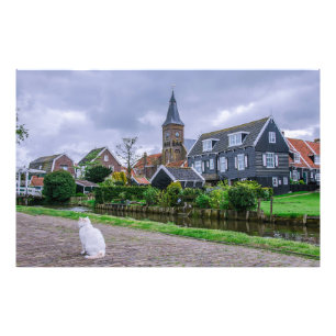 Traditioneel vissersdorp Marken in Nederland Foto Afdruk