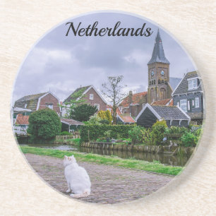 Traditioneel vissersdorp Marken in Nederland Zandsteen Onderzetter