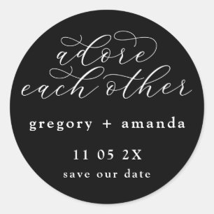 Traditioneel wit op zwarte elegante kalligrafie ronde sticker