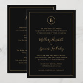 Traditioneel zwart en goud in één bruiloft kaart (Voorkant / Achterkant)