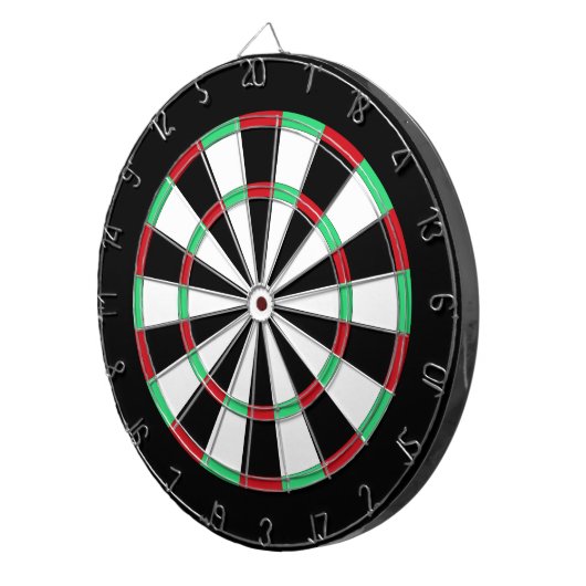 Traditioneel zwart en wit dartbord (Voorkant Rechts)