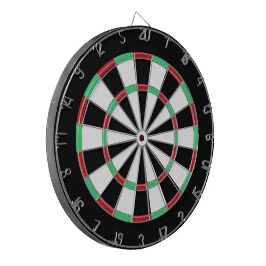 Traditioneel zwart en wit dartbord (Voorkant Links)
