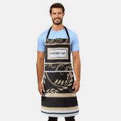 Traditioneel zwart/Taupe Shabbos Modern Wheat Schort (Gedragen)