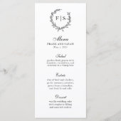 Traditioneel zwart-wit monogrammenkransmenu menu (Voorkant)