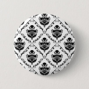 Traditioneel Zwarte Damast Ronde Button 5,7 Cm