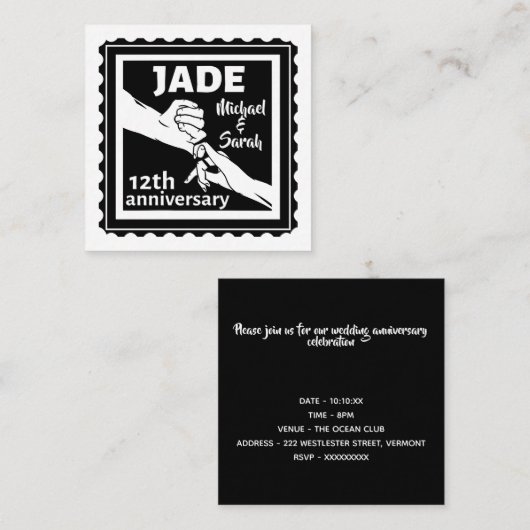 Traditionele 12e trouwdag Jade Informatiekaartje (Voorkant / Achterkant)