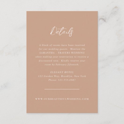 Traditionele aardse neutrale elegante bruiloft informatiekaartje (Voorkant)