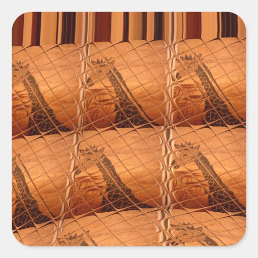 Traditionele Afrikaanse spiegel: geweven Giraffe Vierkante Sticker (Voorkant)