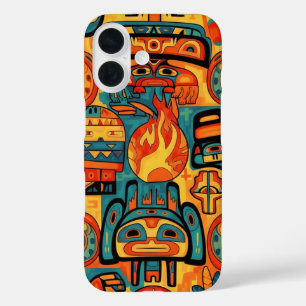 TRADITIONELE AMERIKAANSE INDIAANSE KUNST iPhone 16 HOESJE