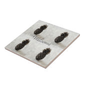 Traditionele ananas Welkom Grijs Tegeltje (Zijkant)