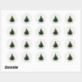 Traditionele Aquarel Kerstboom Ronde Sticker (Vel)