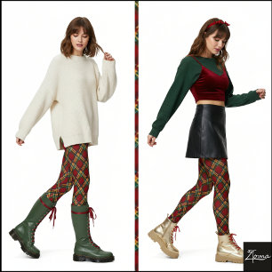 Traditionele Argyle Schotse Ruit Rood Groen Tartan Leggings