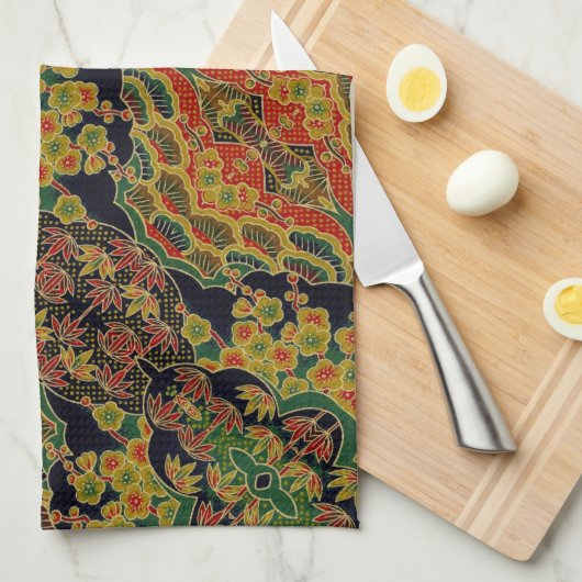 Traditionele bamboe blad Japanse pruimenbloem Theedoek (Quarter Fold)