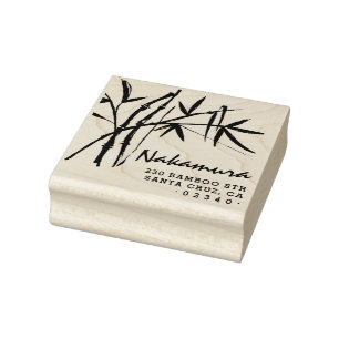 Traditionele Bamboe Ink Script Naam Retouradres Rubberstempel