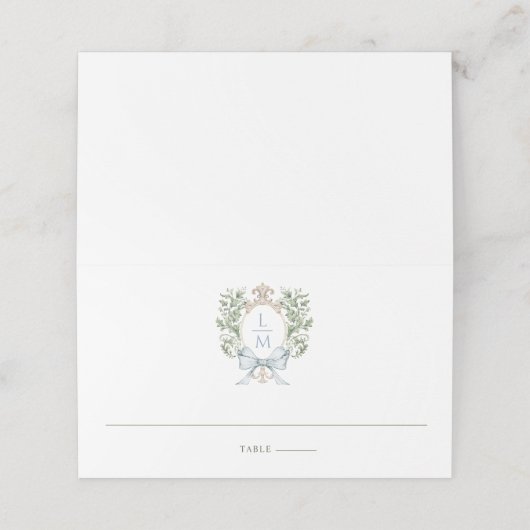 Traditionele bladkam w / boog | Monogram bruiloft (Buitenkant ongevouwen)