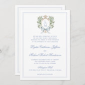 Traditionele bladkam w / boog | Monogram bruiloft Kaart (Voorkant / Achterkant)