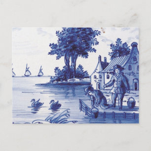 Traditionele blauwe tegel in Nederland Briefkaart