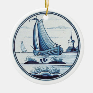 Traditionele blauwe tegel in Nederland Keramisch Ornament