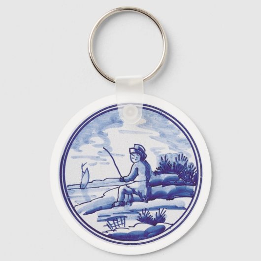 Traditionele blauwe tegel in Nederland Sleutelhanger (Voorkant)