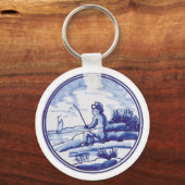 Traditionele blauwe tegel in Nederland Sleutelhanger (Voorkant)