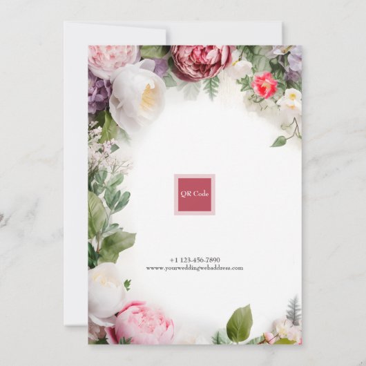 Traditionele bloemen romantisch, aangepaste script kaart (Achterkant)