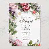 Traditionele bloemen romantisch, aangepaste script kaart (Voorkant / Achterkant)