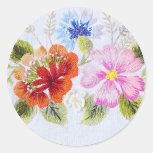 Traditionele bloemen ronde sticker (Voorkant)