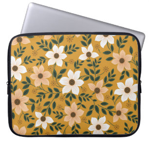 Traditionele bloemen: verzamel naadloos patroon laptop sleeve