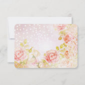 Traditionele  bloemige roze rozen RSVP kaartje (Achterkant)